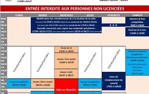 Planning des cours