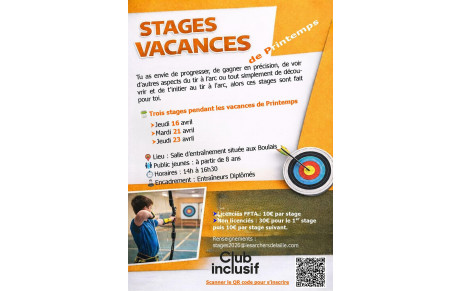 🎯 Stages des vacances de printemps 🎯